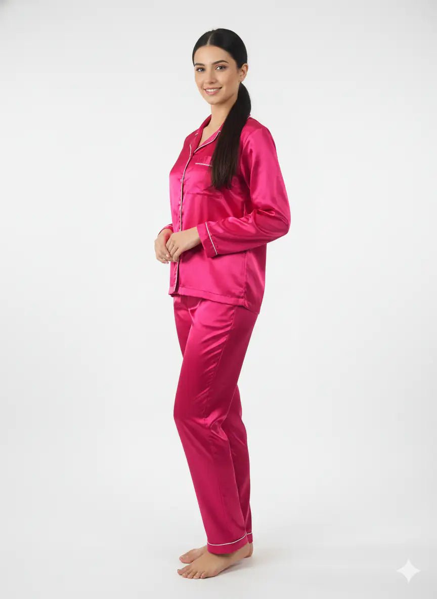 Magenta Name + Bride Satin Pj Set | Prepaid Orders Only - Comfy Nights
