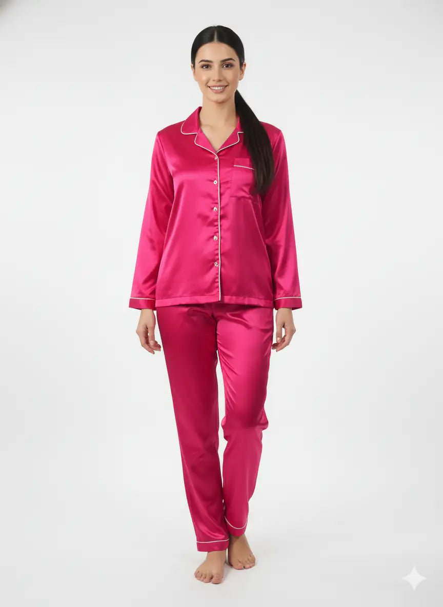 Magenta Name + Bride Satin Pj Set | Prepaid Orders Only - Comfy Nights