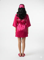 Magenta Personalise Robe + Slippers + EyeMask+ Camisole+ Shorts For Maid of Honour/Bridesmaid | Prepaid Orders Only - Comfy Nights