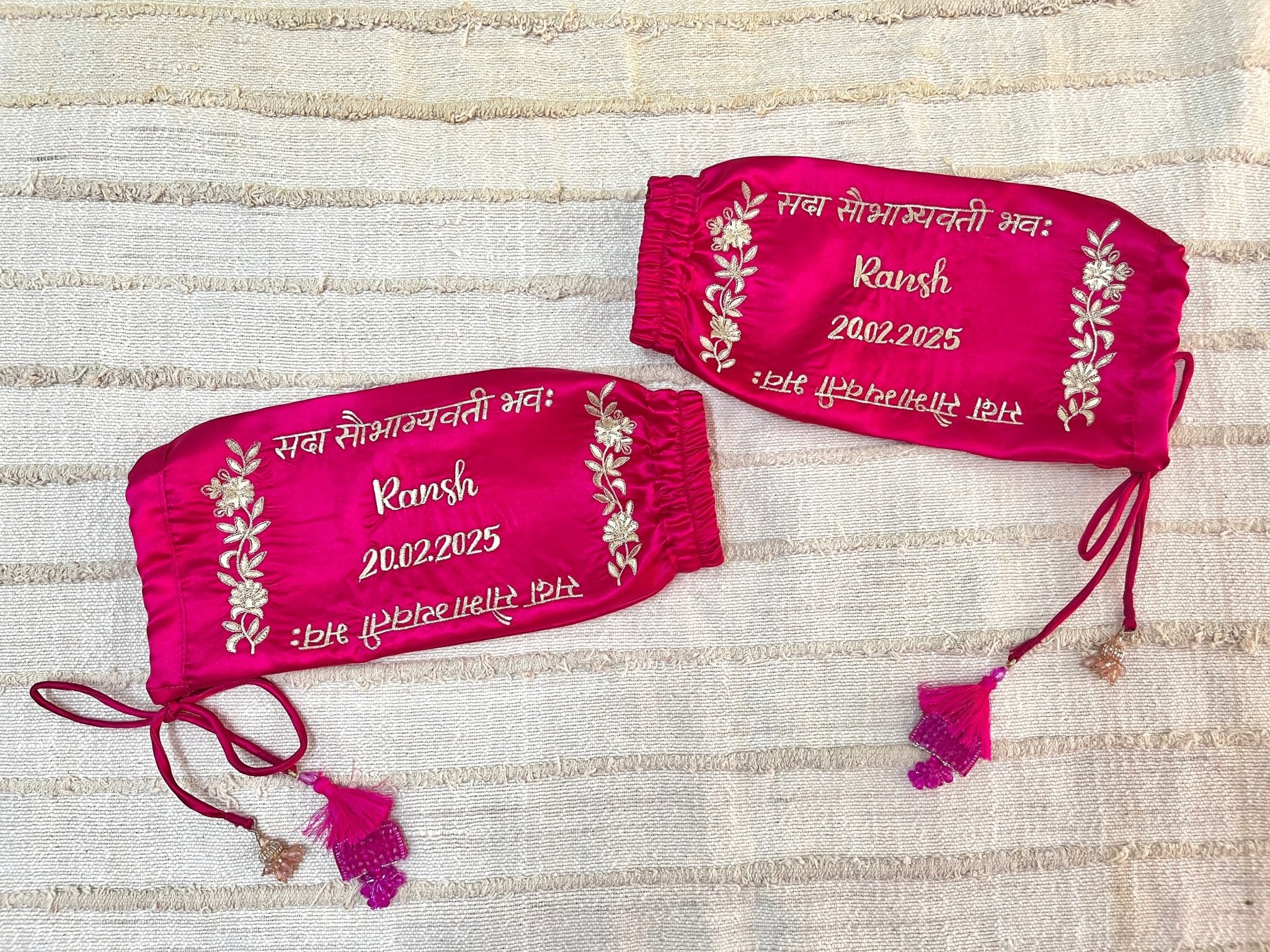 Magenta Slogan Pink Floral Chooda Cover | Prepaid Orders Only - Comfy Nights