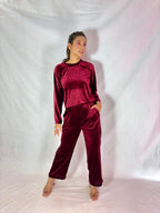 Maroon Tee + Wide Leg Pant Set - Comfy Nights