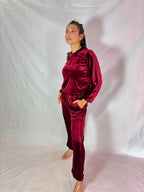 Maroon Tee + Wide Leg Pant Set - Comfy Nights