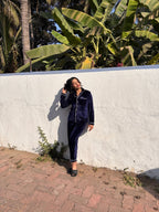Navy Blue Velvet PJ Set - Comfy Nights