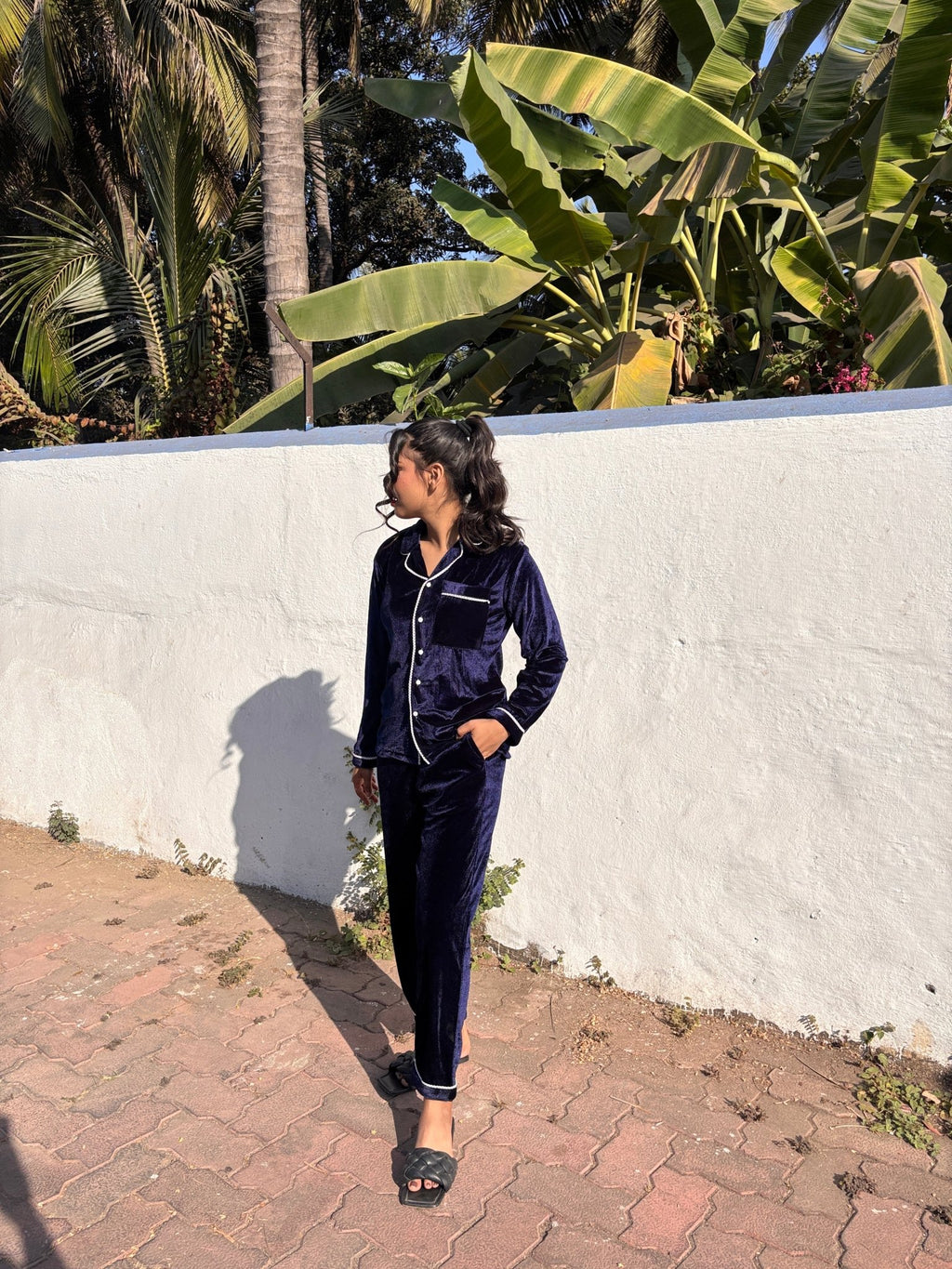 Navy Blue Velvet PJ Set - Comfy Nights
