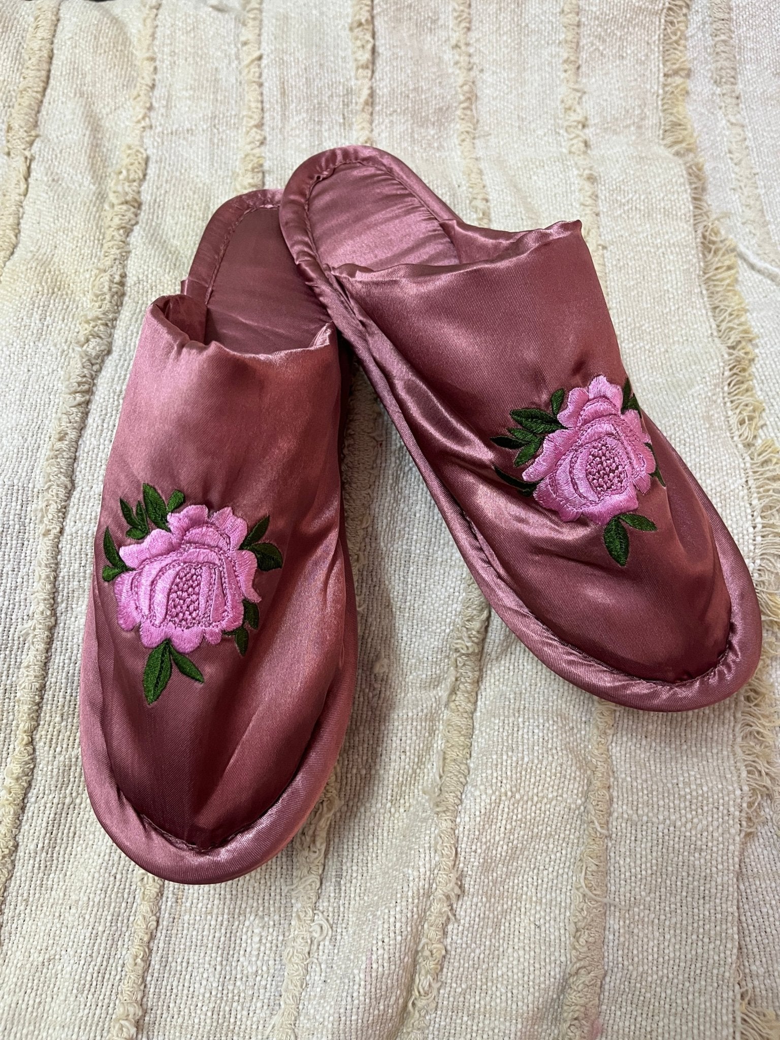 Old Rose Gold Floral Slippers | Prepaid Orders Only - Comfy Nights