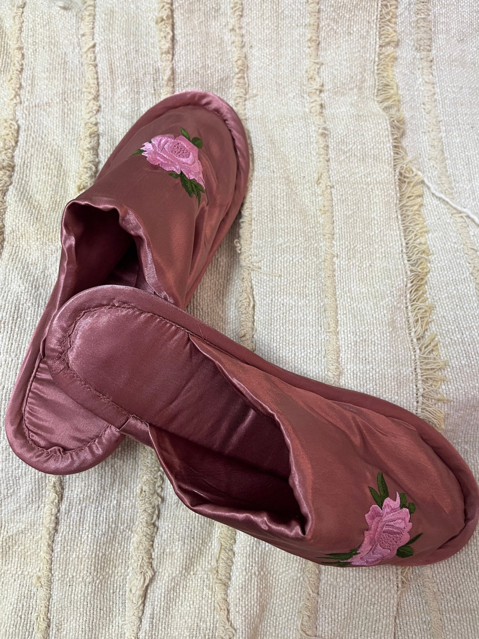 Old Rose Gold Floral Slippers | Prepaid Orders Only - Comfy Nights