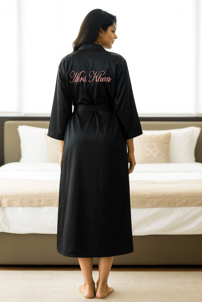 Personalise Satin Robe + Camisole + Shorts | Prepaid Orders Only - Comfy Nights