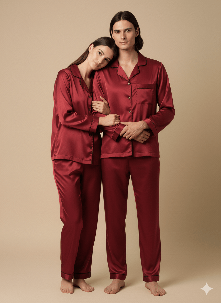 Personalised Maroon Couple Set | Prepaid Orders Only - Comfy Nights