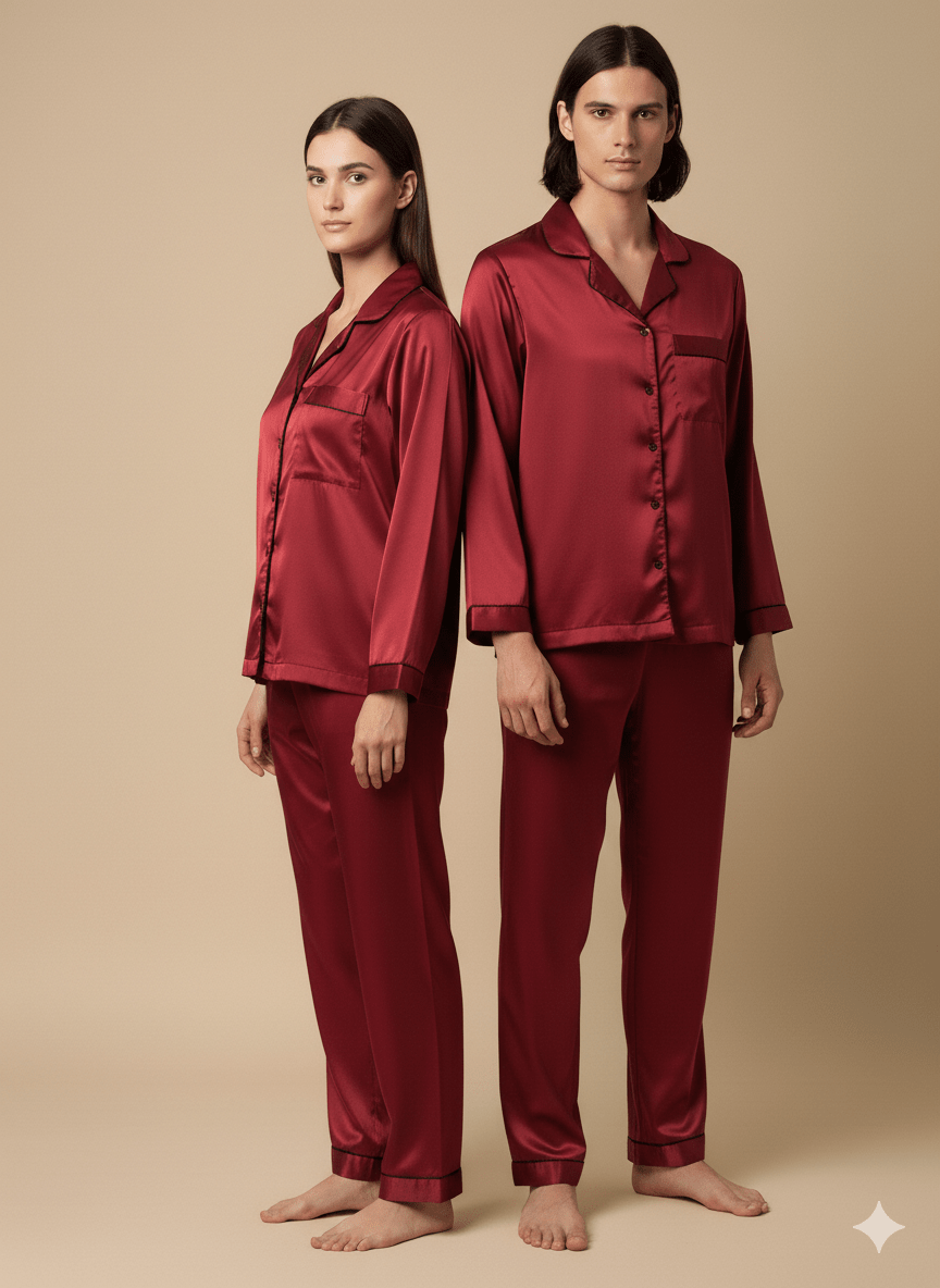 Personalised Maroon Couple Set | Prepaid Orders Only - Comfy Nights