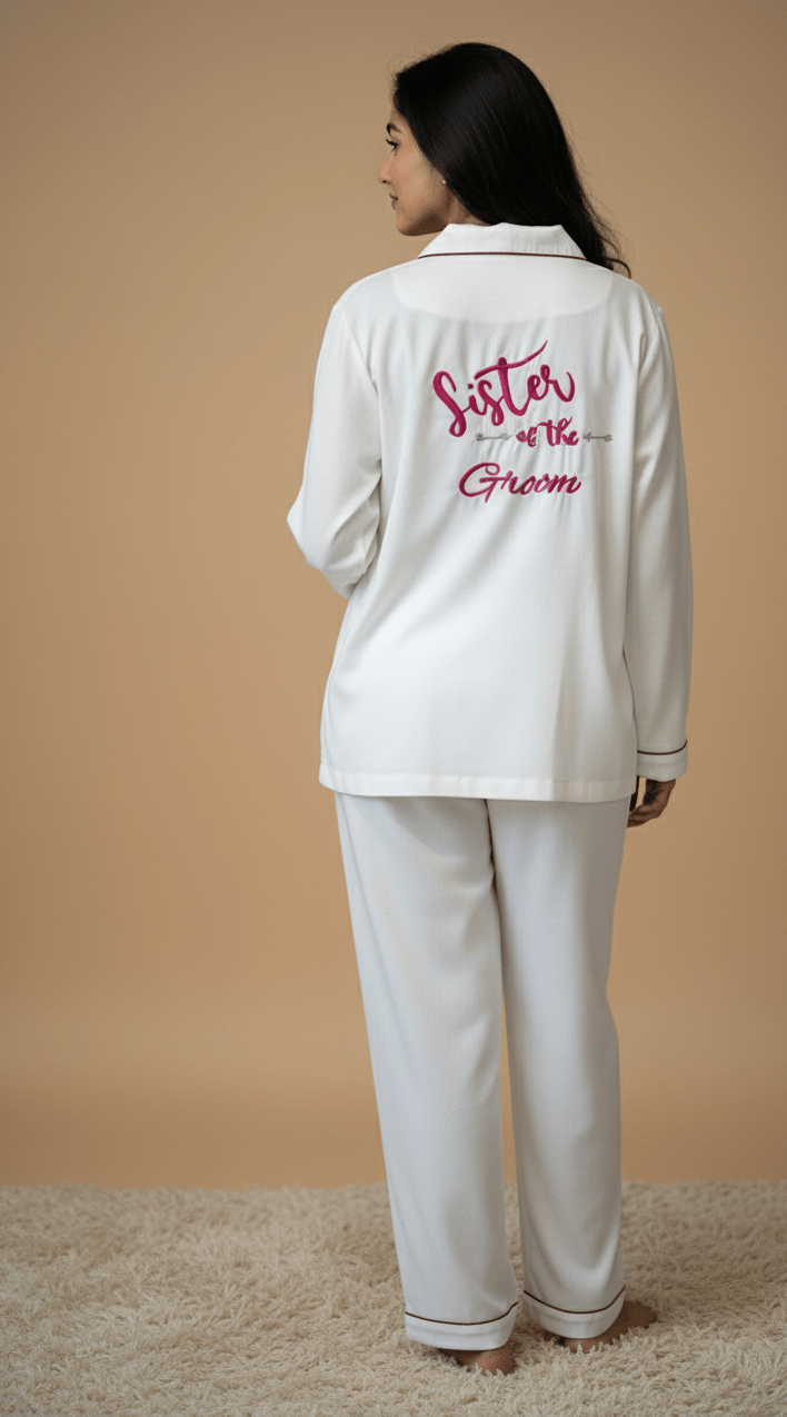 Personalised Sister of the Groom Cotton Pj Set | Prepaid Orders Only - Comfy Nights
