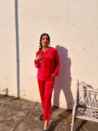 Pink Velvet Top + Wide Legs Pant - Comfy Nights