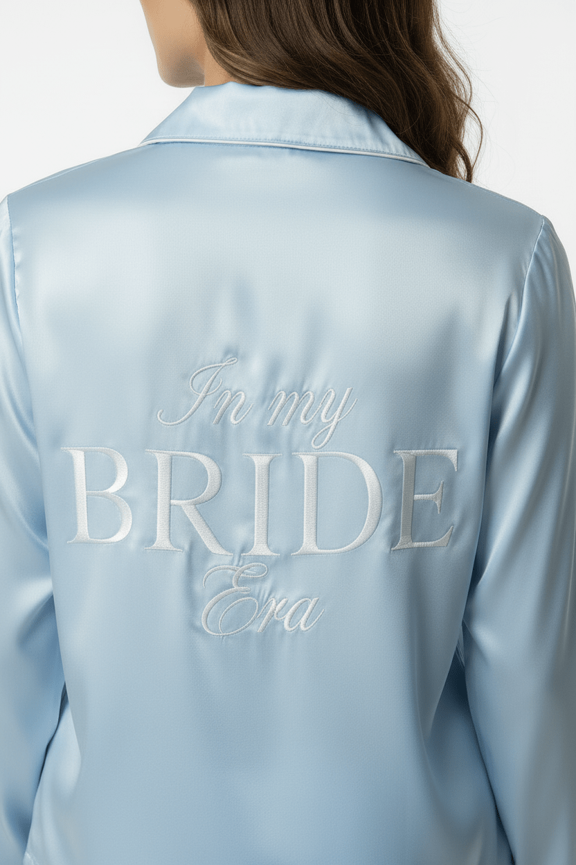 Powder Blue Personalise Satin Pj Set - Comfy Nights