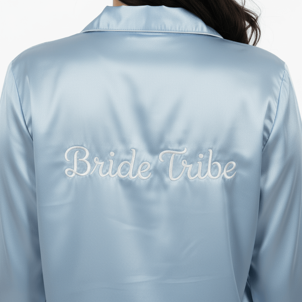 Powder Blue Personalise Satin Pj Set - Comfy Nights