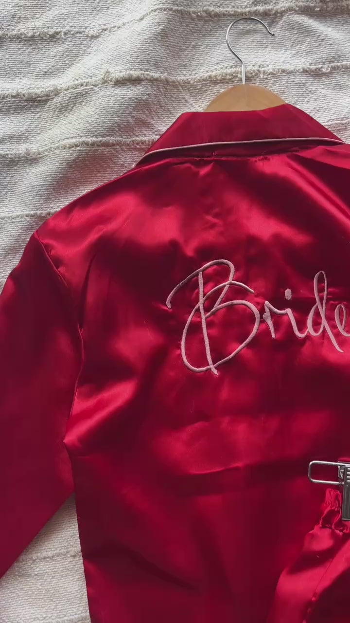 Red Bride Satin Pj Set  | Prepaid Orders Only