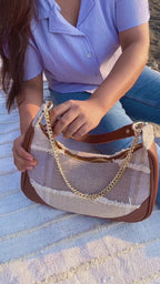 Blue Denim Crescent Bag