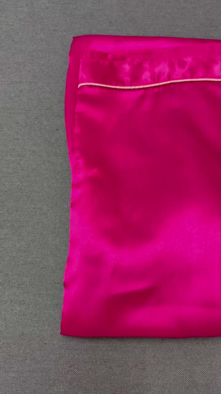 Magenta Personalise Back Satin Pj Set  | Prepaid Orders Only