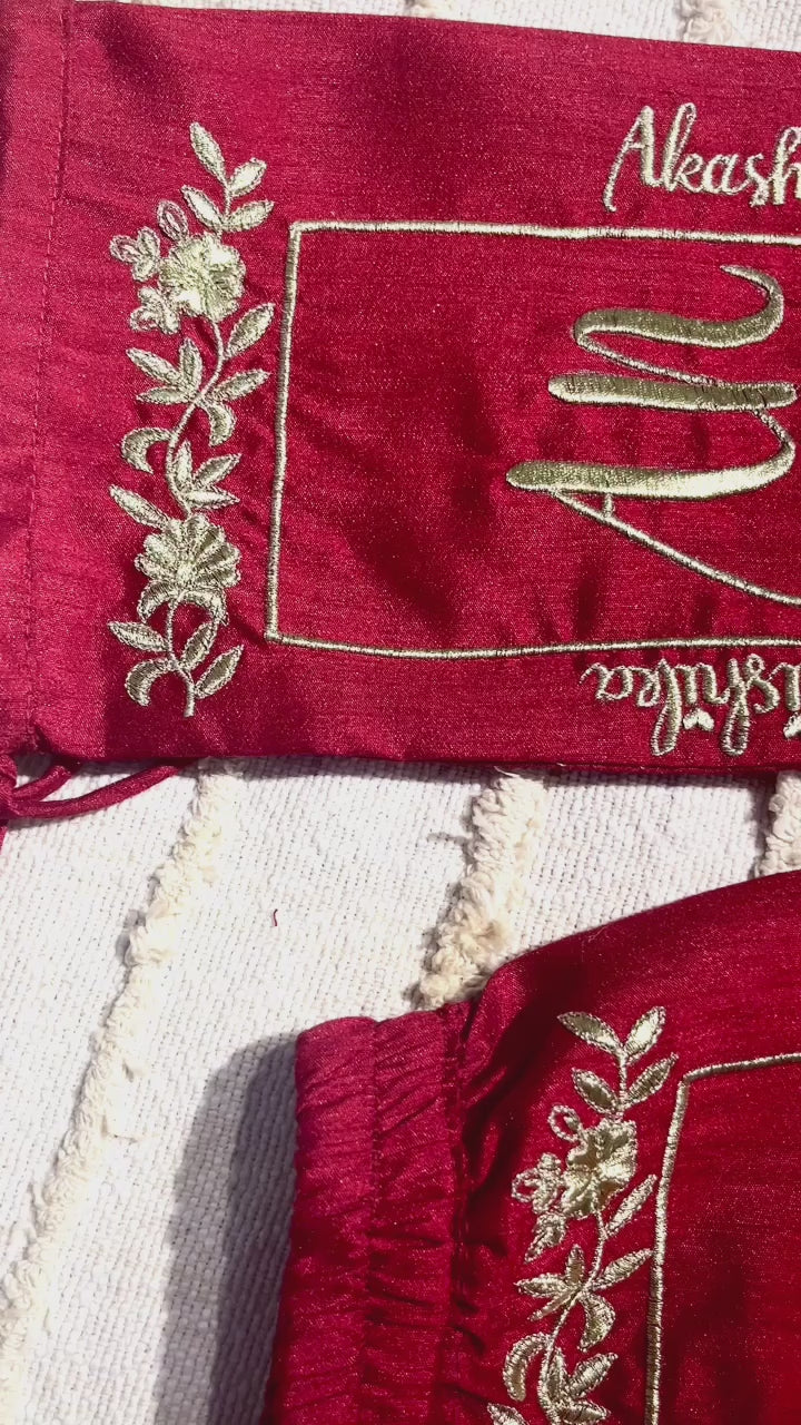 Red Raw Silk Names Chooda Cover  | Prepaid Orders Only