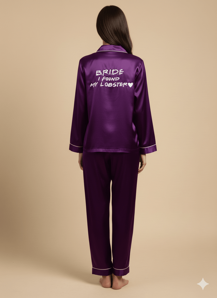 Purple Bride I Found My Lobster Satin Pj Set | Prepaid Orders Only - Comfy Nights