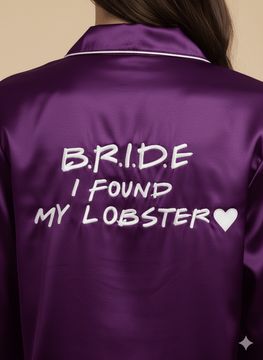 Purple Bride I Found My Lobster Satin Pj Set | Prepaid Orders Only - Comfy Nights