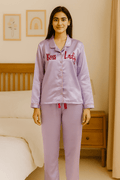 Purple Personalise Satin Pj Set | Prepaid Orders Only - Comfy Nights
