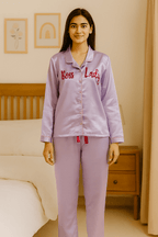 Purple Personalise Satin Pj Set | Prepaid Orders Only - Comfy Nights