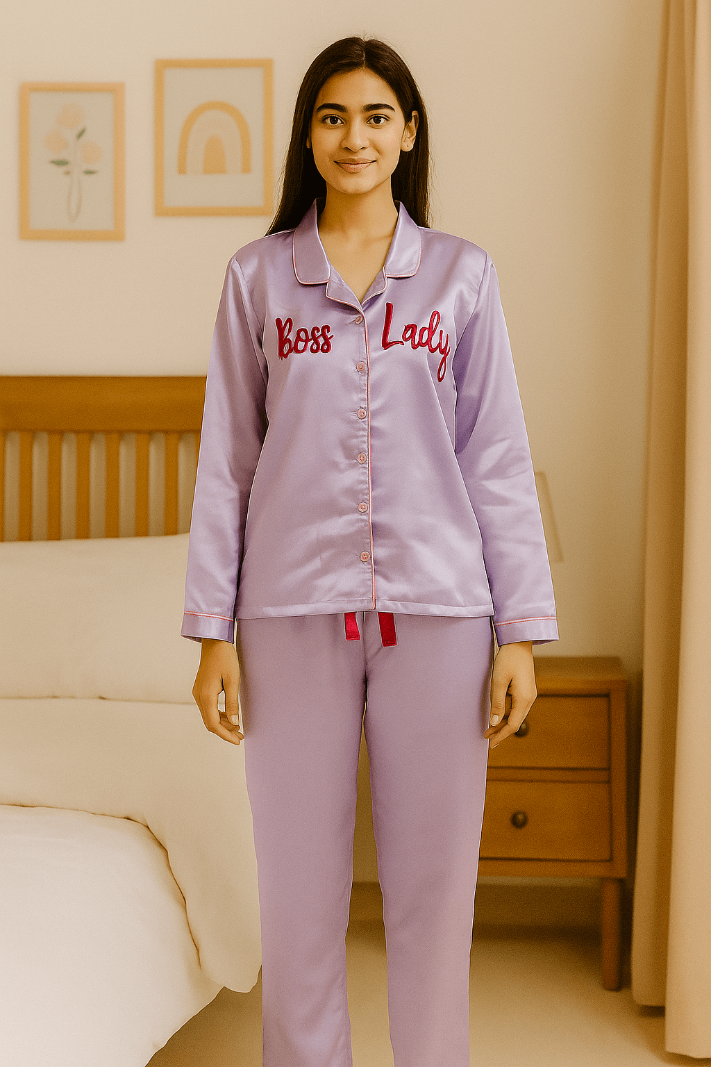 Purple Personalise Satin Pj Set | Prepaid Orders Only - Comfy Nights