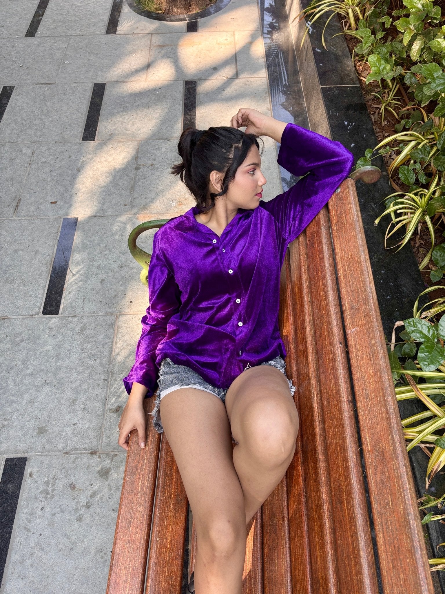 Purple Velvet Shirt - Comfy Nights