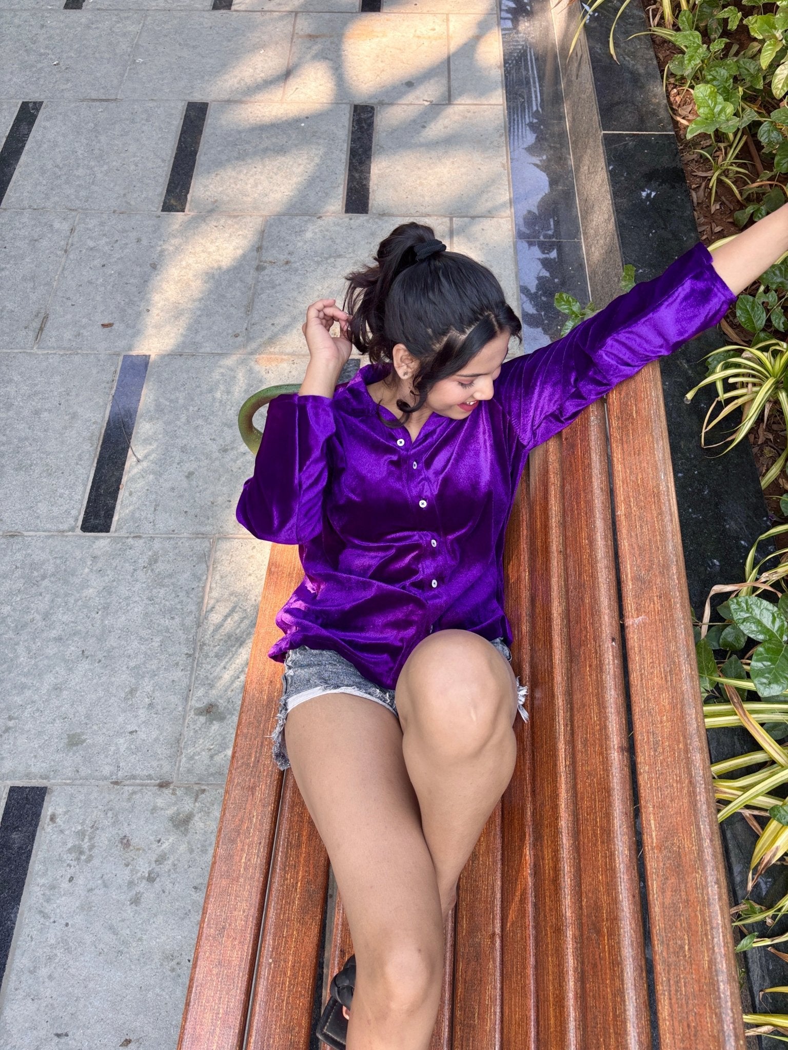 Purple Velvet Shirt - Comfy Nights