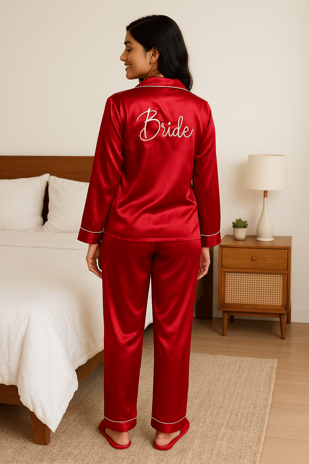 Red Bride Satin Pj Set | Prepaid Orders Only - Comfy Nights