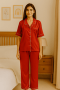 Red Cotton Pj Set (Women) - Comfy Nights