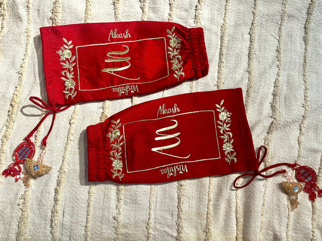 Red Raw Silk Names Chooda Cover | Prepaid Orders Only - Comfy Nights