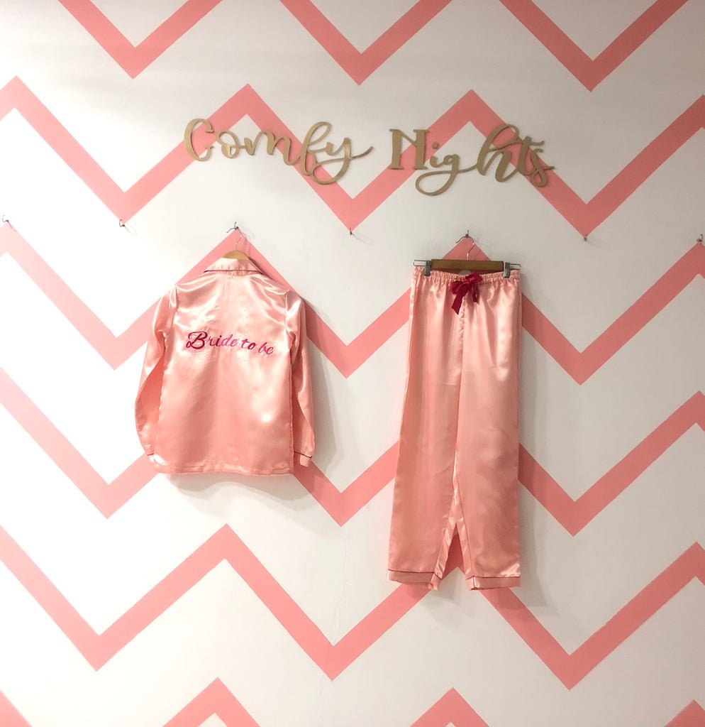 Rose Gold Personalise Back Satin Pj Set | Prepaid Orders Only - Comfy Nights