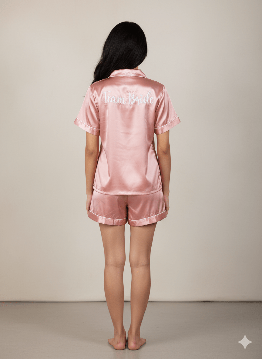 Rosegold Bridesmaid Satin Shorts Set | Prepaid Orders Only - Comfy Nights