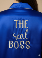 Royal Blue The Boss & The real Boss Satin Couple Set | Prepaid Orders Only - Comfy Nights