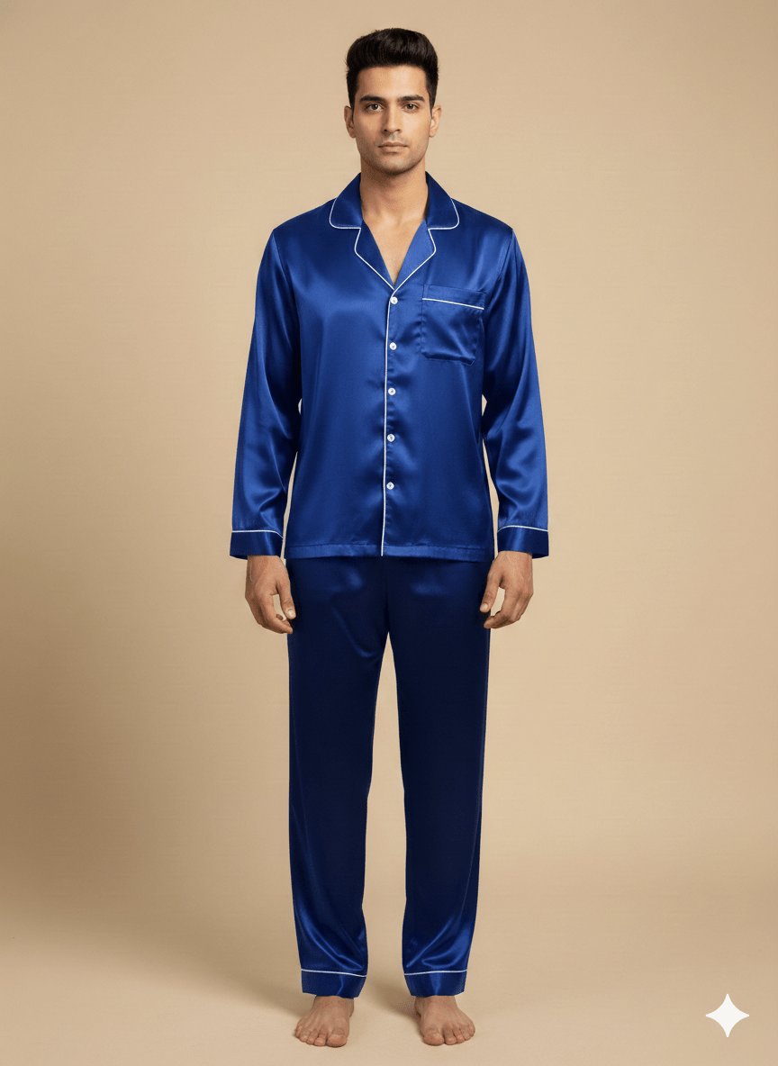 Royal Blue The Boss & The real Boss Satin Couple Set | Prepaid Orders Only - Comfy Nights
