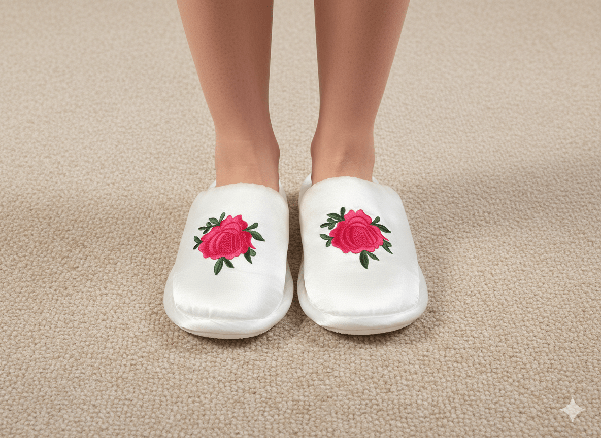 Satin Floral Slippers | Prepaid Orders Only - Comfy Nights