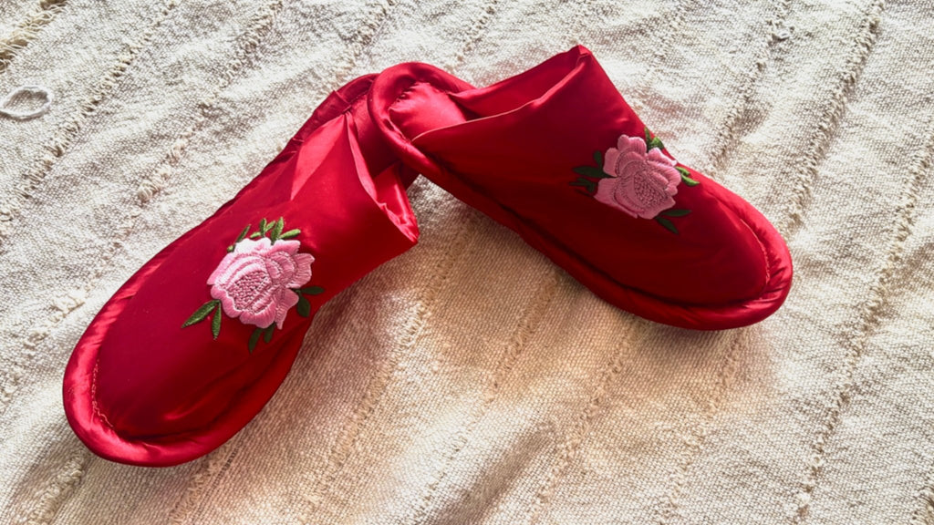 Satin Floral Slippers | Prepaid Orders Only - Comfy Nights