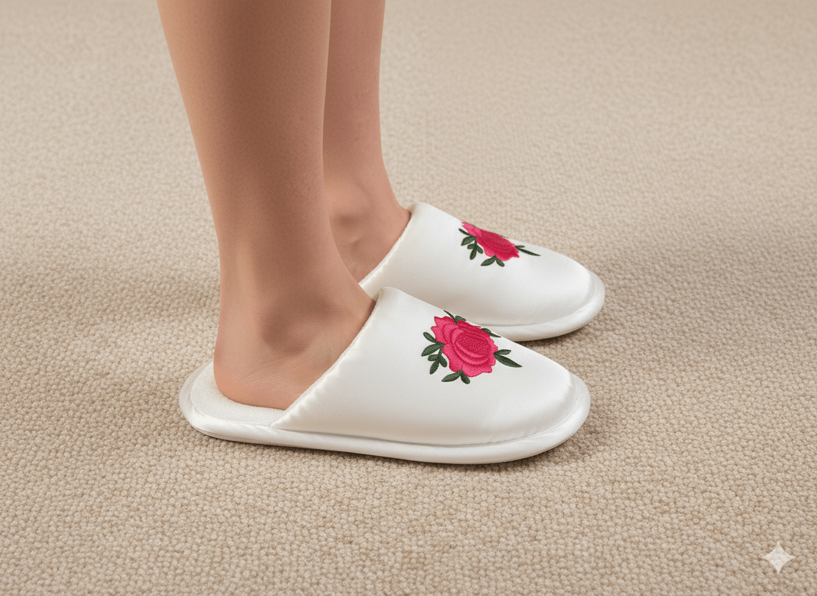 Satin Floral Slippers | Prepaid Orders Only - Comfy Nights
