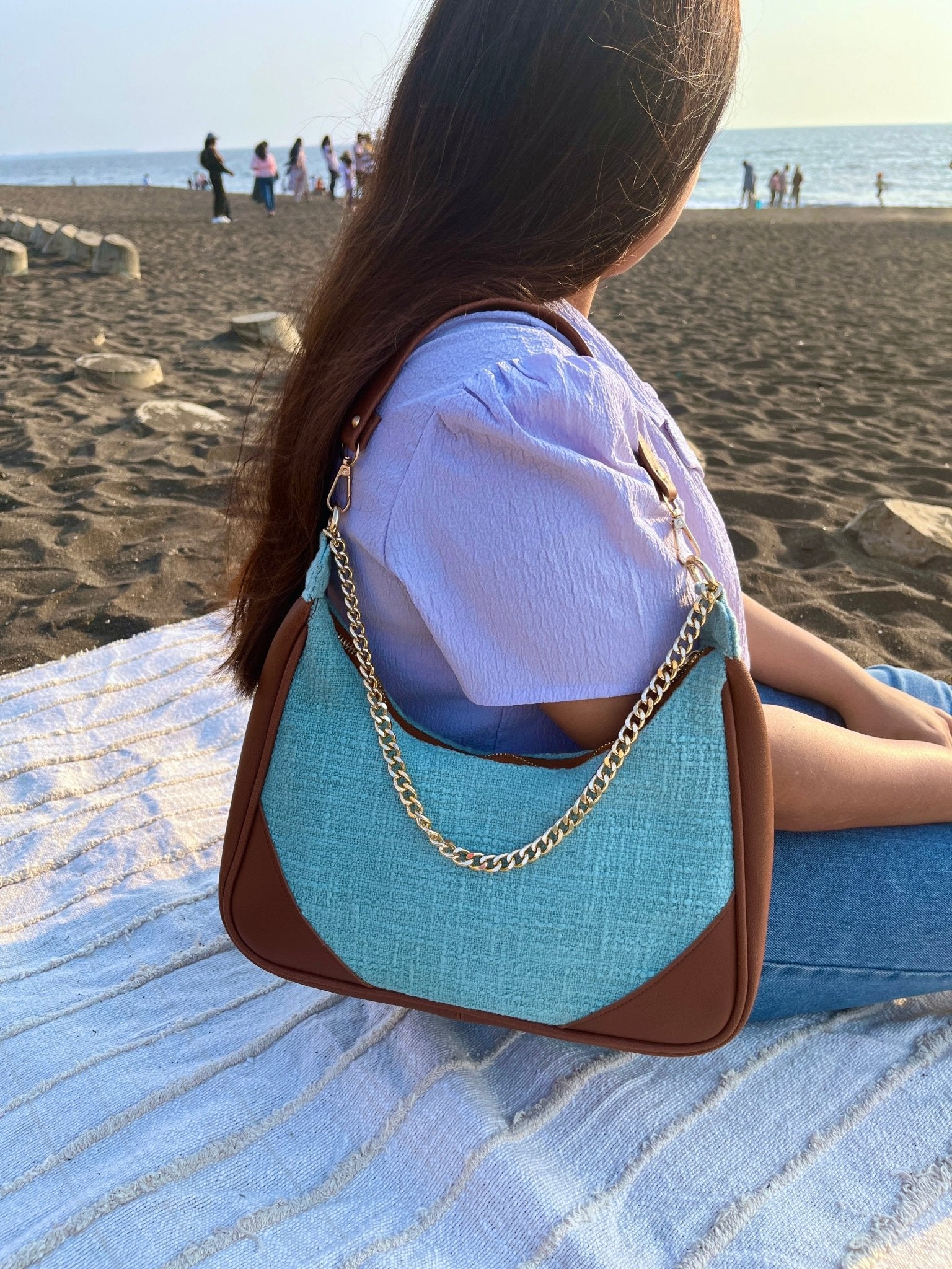 Solid Teal Crescent Bag - Comfy Nights
