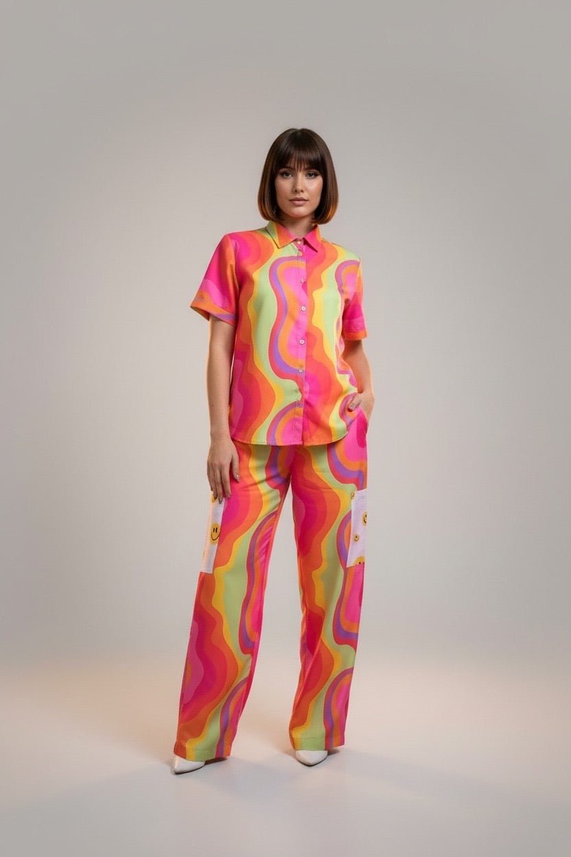 Summer Smiley Wide Leg Co-Ord Set - Comfy Nights