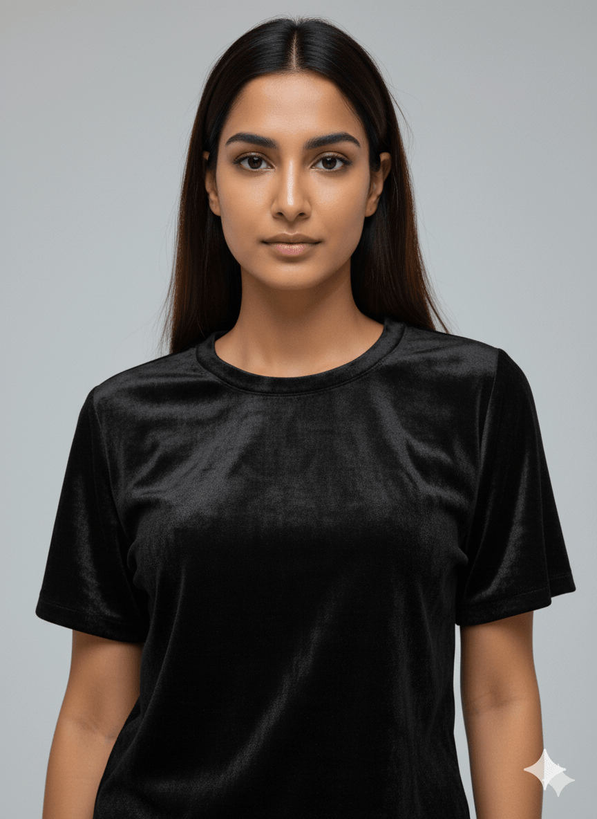 Velvet Black Tee + Shorts Set - Comfy Nights