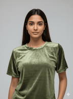 Velvet Olive Tee + Shorts Set - Comfy Nights