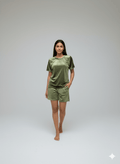 Velvet Olive Tee + Shorts Set - Comfy Nights
