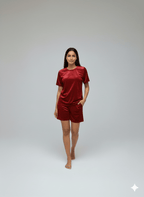 Velvet Red Tee + Shorts Set - Comfy Nights