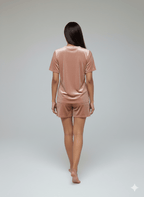 Velvet Rose Gold Tee + Shorts Set - Comfy Nights