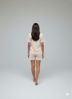 Velvet White Tee + Shorts Set - Comfy Nights