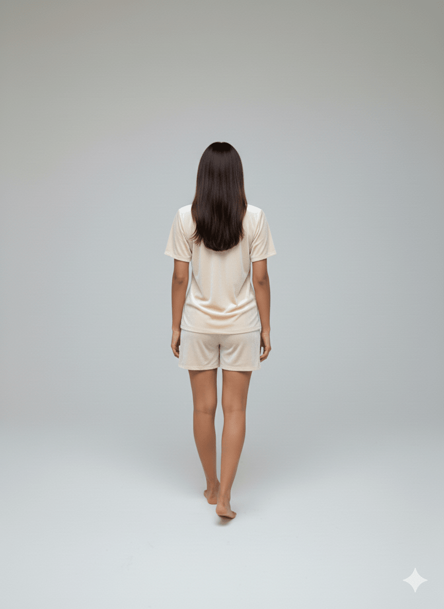 Velvet White Tee + Shorts Set - Comfy Nights
