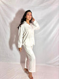 Women in White Co-Ord Set - Comfy Nights