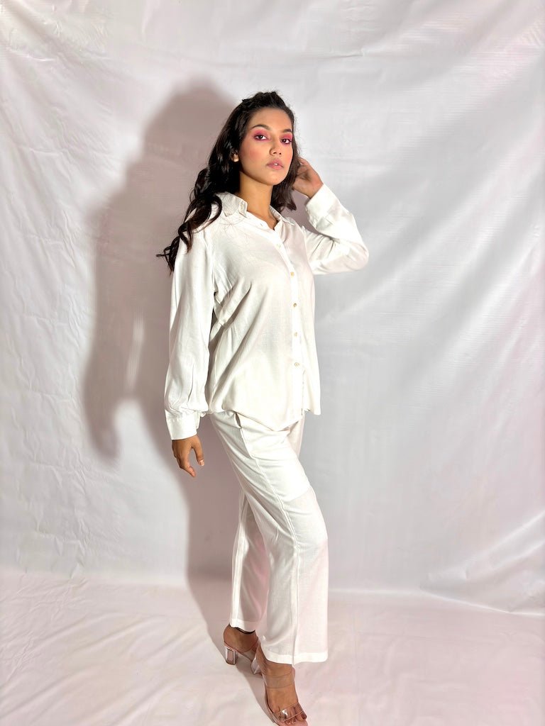 Women in White Co-Ord Set - Comfy Nights