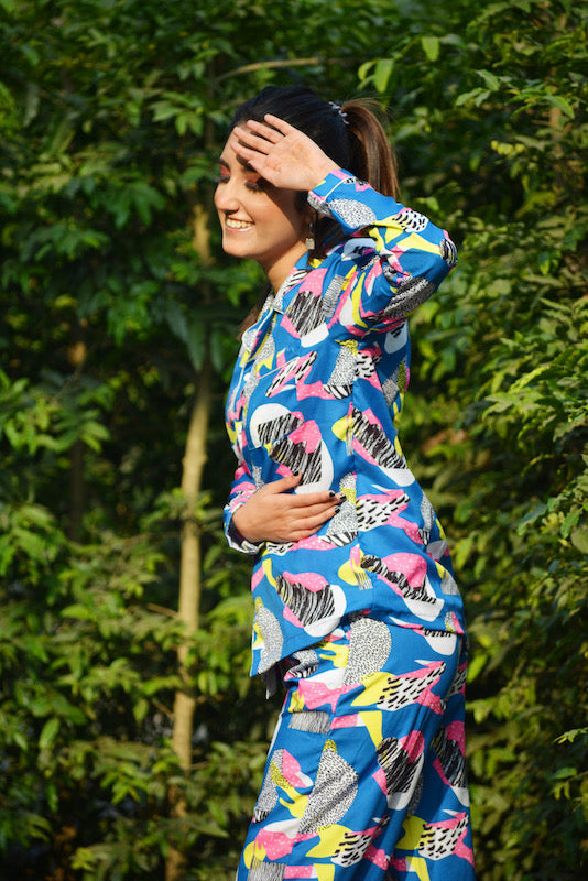 Blue Abstract Pj Set